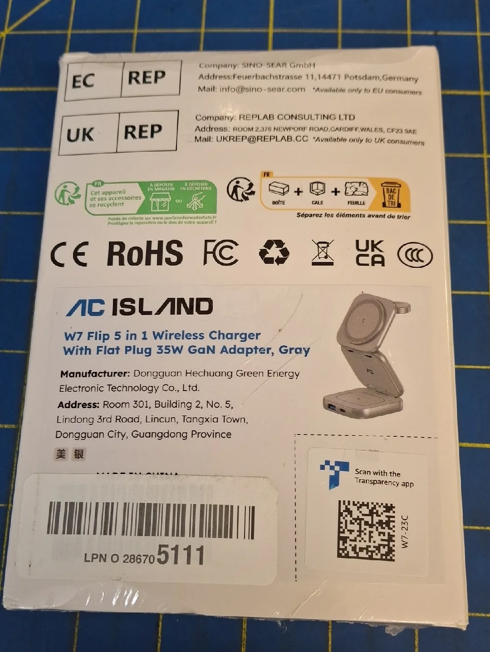 AC ISLAND W7 Flip Wireless Magnetic Charger - Silver